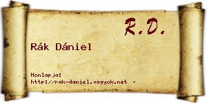 Rák Dániel névjegykártya